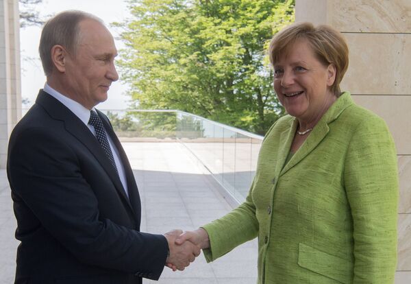 Переговоры президента РФ В. Путина с Федеральным канцлером ФРГ А. Меркель