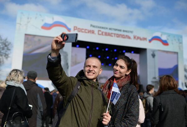 Митинг в Севастополе в честь годовщины воссоединения Крыма с Россией