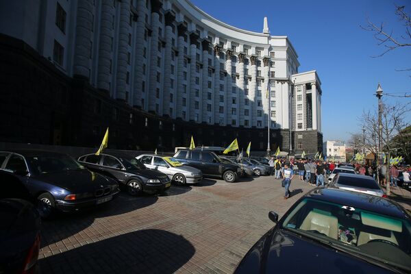 Акция владельцев автомобилей с европейскими номерами в Киеве
