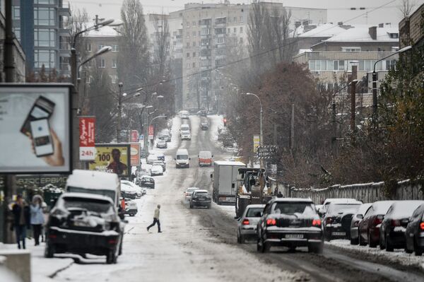 Киев снег автомобиль улица вид