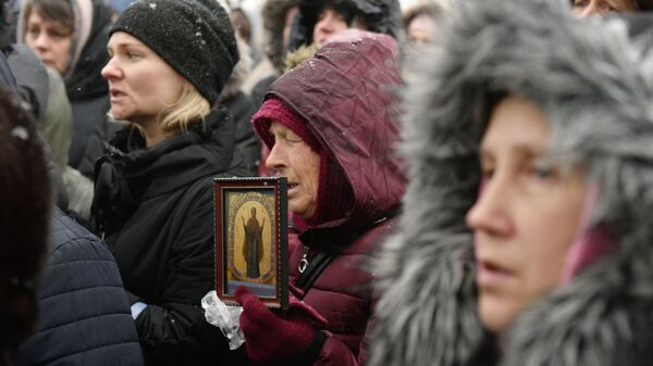 Акция прихожан УПЦ МП против Объединительного собора на Украине