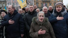 Акция с требованием импичмента президента Украины П. Порошенко во Львове