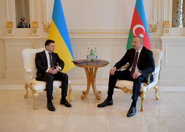 Президенты Украины и Азербайджана Владимир Зеленский и Ильхам Алиев