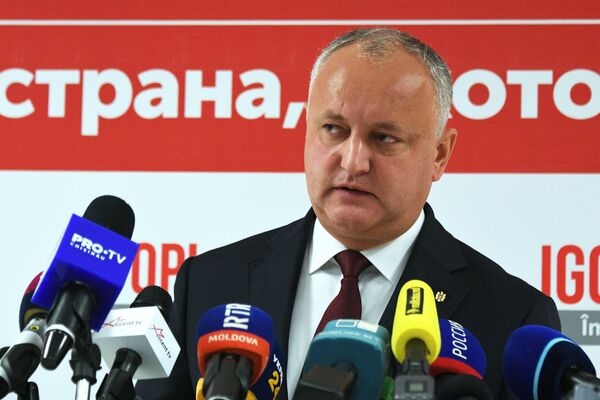 Брифинг для прессы баллотирующегося на второй срок действующего президента Молдавии Игоря Додона