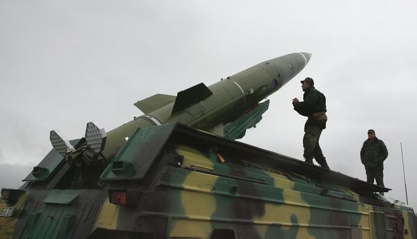 Пуск ракеты Точка на полигоне в Калининградской области