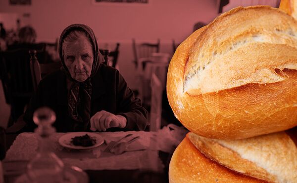 Хлеб еда пенсионер коллаж