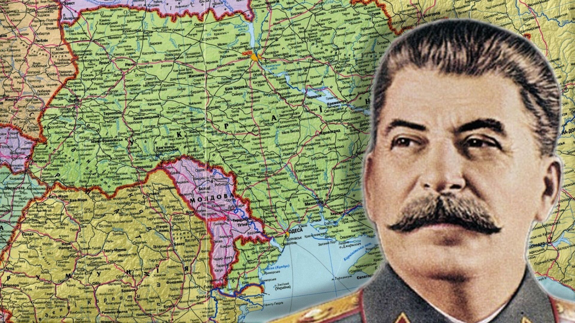 коллаж Сталин карта Украины - РИА Новости, 1920, 25.08.2025