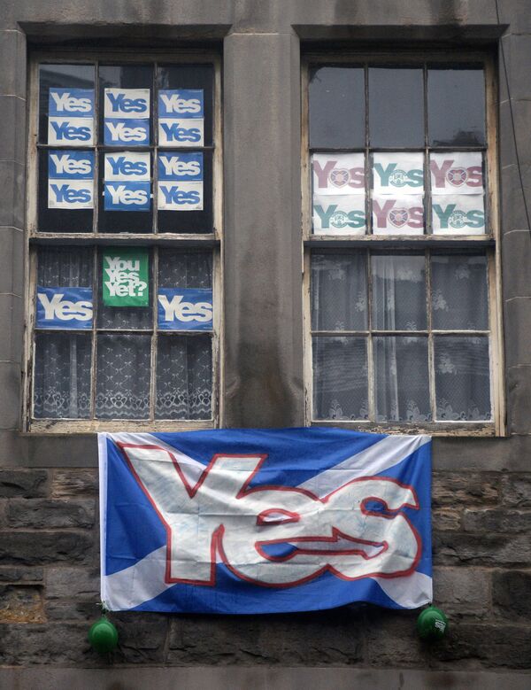 Уличная агитация в Эдинбурге перед референдумом о независимости Шотландии